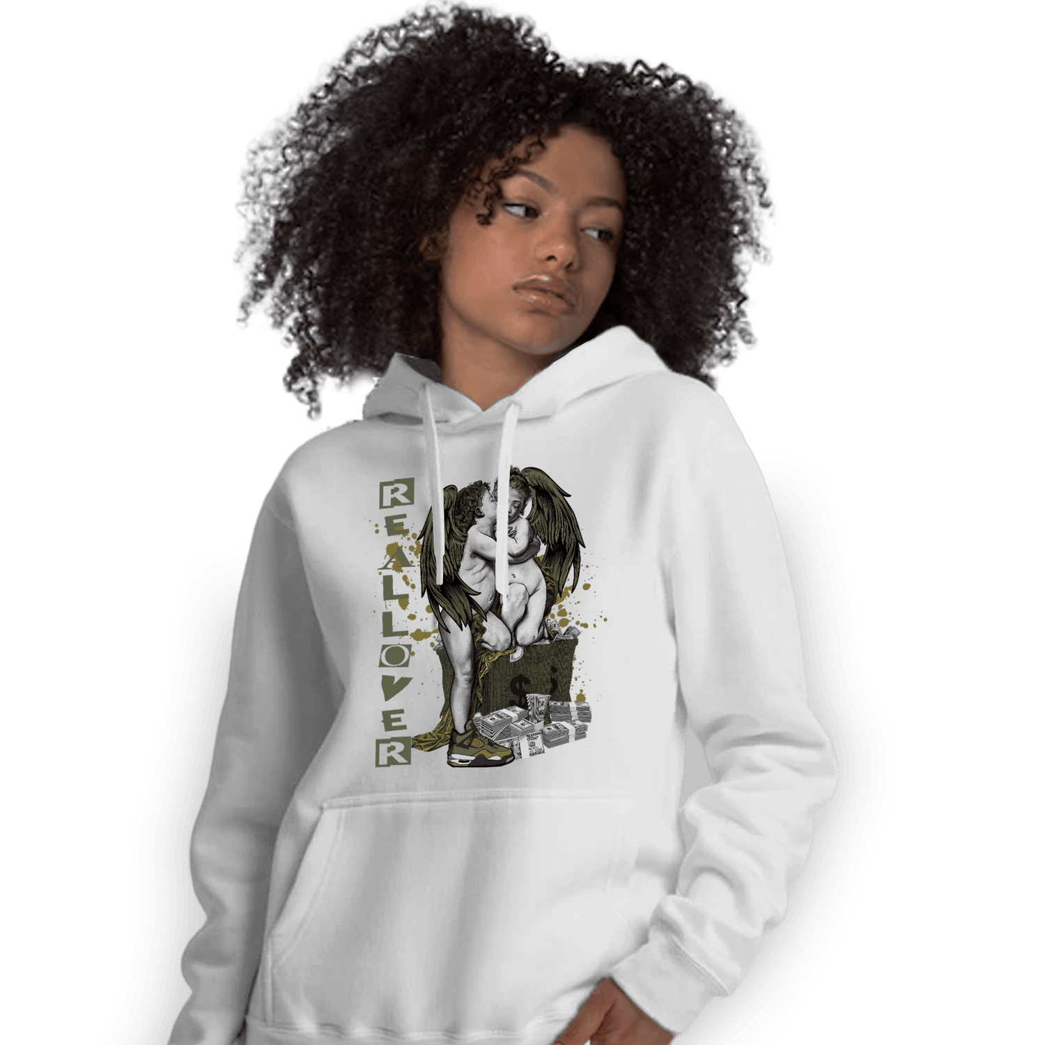 SE Craft Medium Olive 4s Hoodie Match Real Lover Angel - NastyJamz