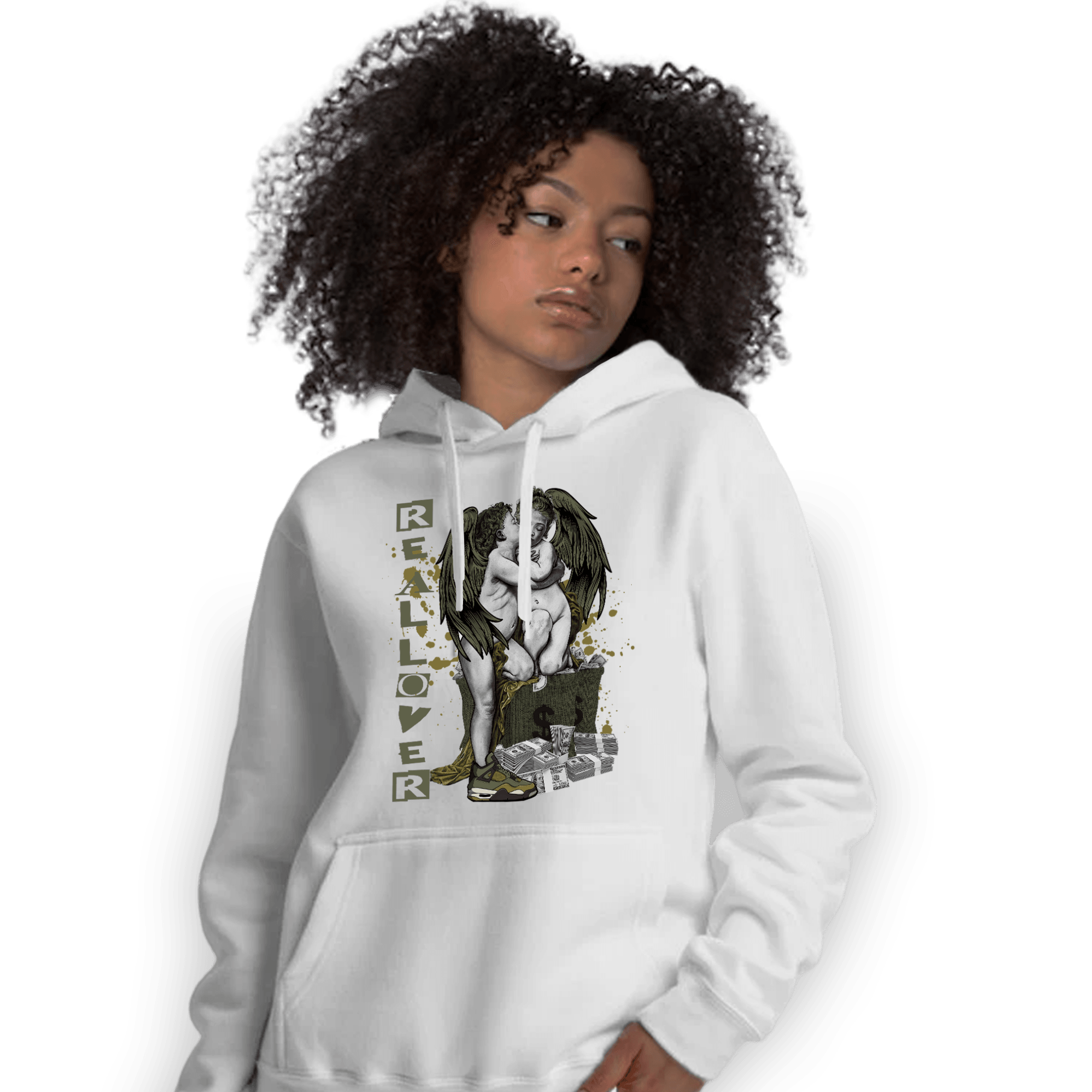 SE Craft Medium Olive 4s Hoodie Match Real Lover Angel - NastyJamz