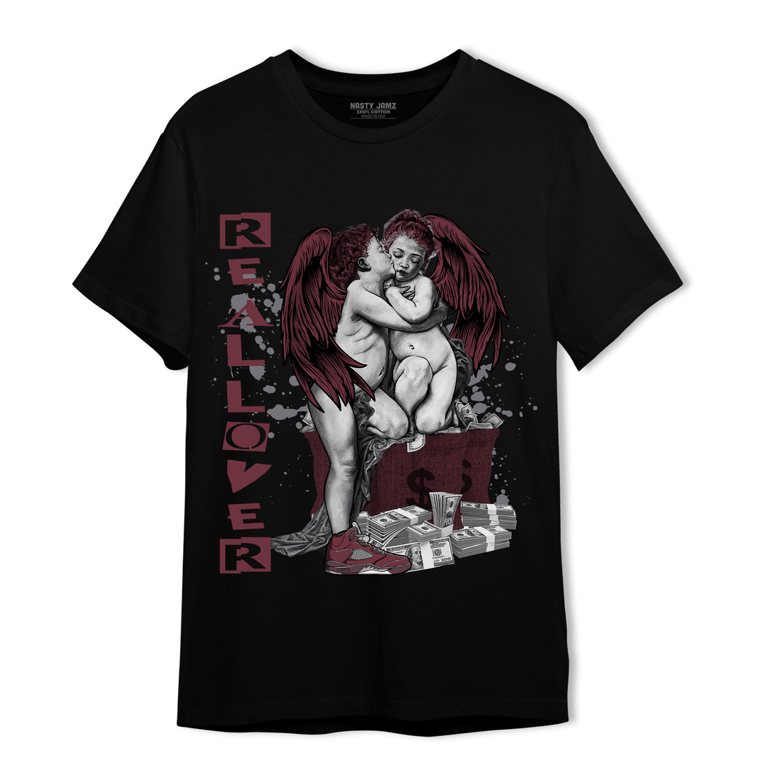 Burgundy 5s T Shirt Match Real Lover Angel - NastyJamz