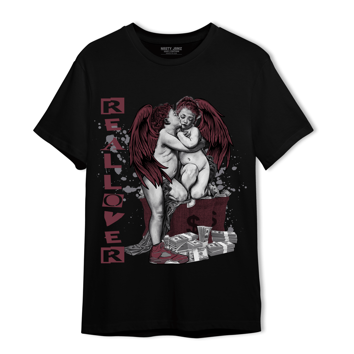 Burgundy 5s T Shirt Match Real Lover Angel - NastyJamz