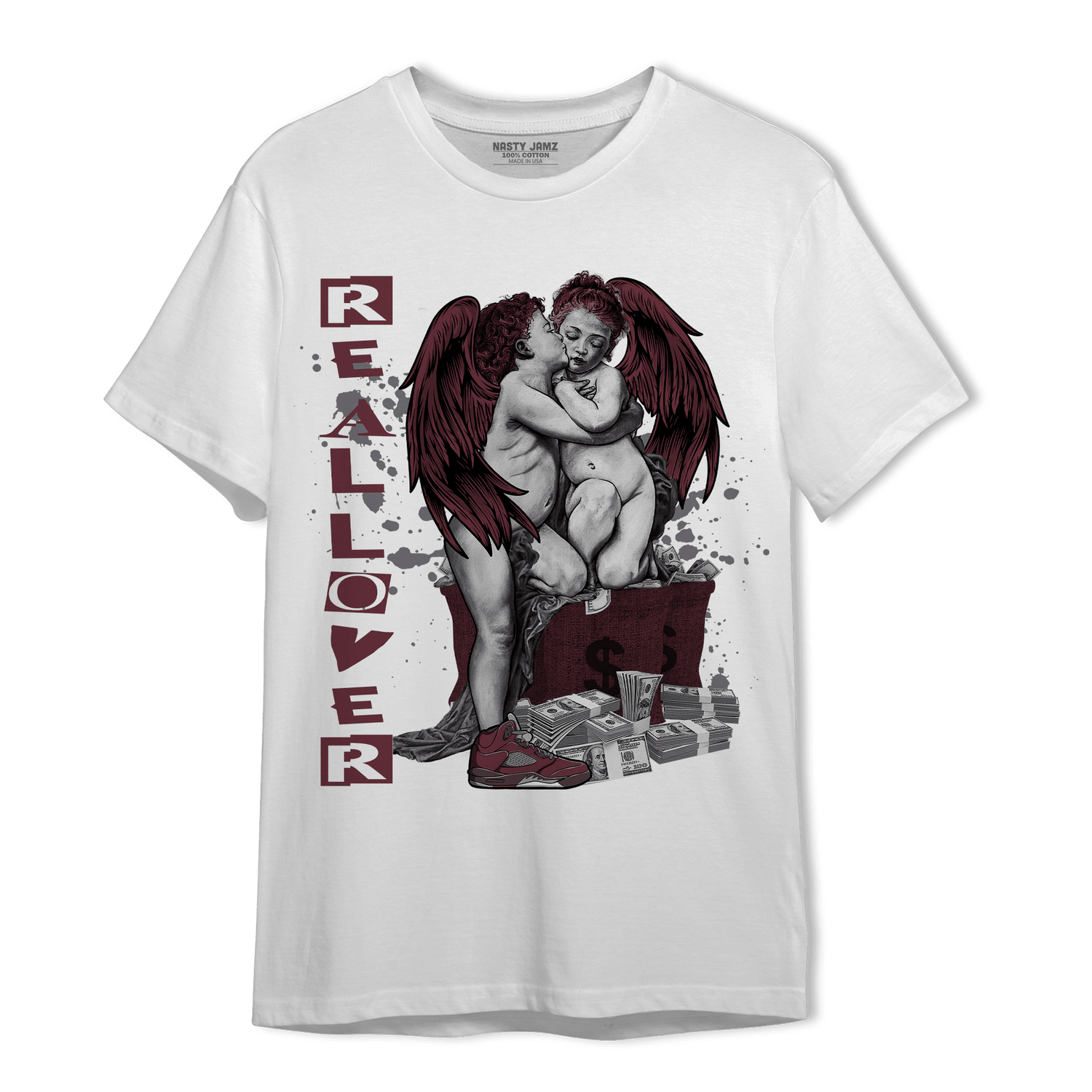 Burgundy 5s T Shirt Match Real Lover Angel - NastyJamz