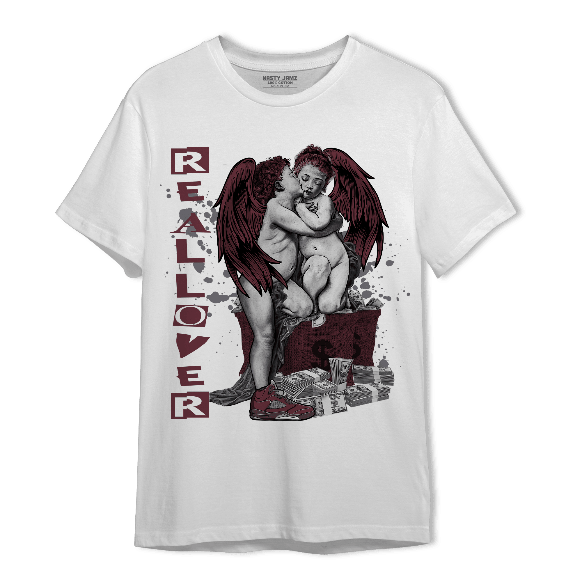 Burgundy 5s T Shirt Match Real Lover Angel - NastyJamz