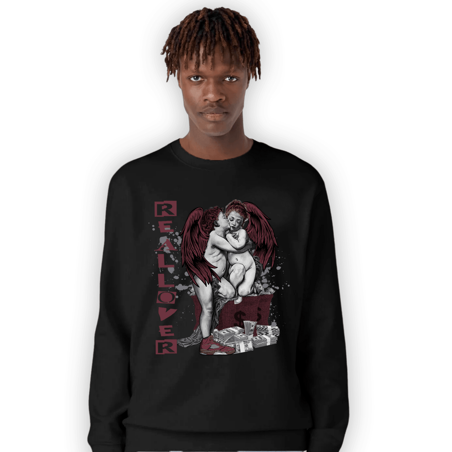 Burgundy 5s Sweatshirt Match Real Lover Angel - NastyJamz