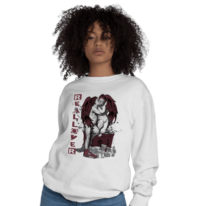 Burgundy 5s Sweatshirt Match Real Lover Angel - NastyJamz