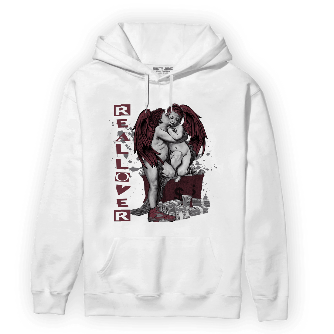 Burgundy 5s Hoodie Match Real Lover Angel - NastyJamz