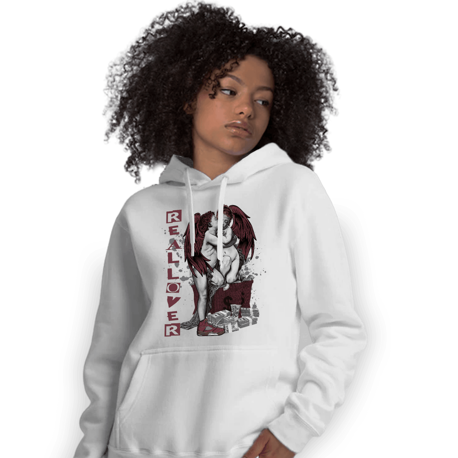 Burgundy 5s Hoodie Match Real Lover Angel - NastyJamz