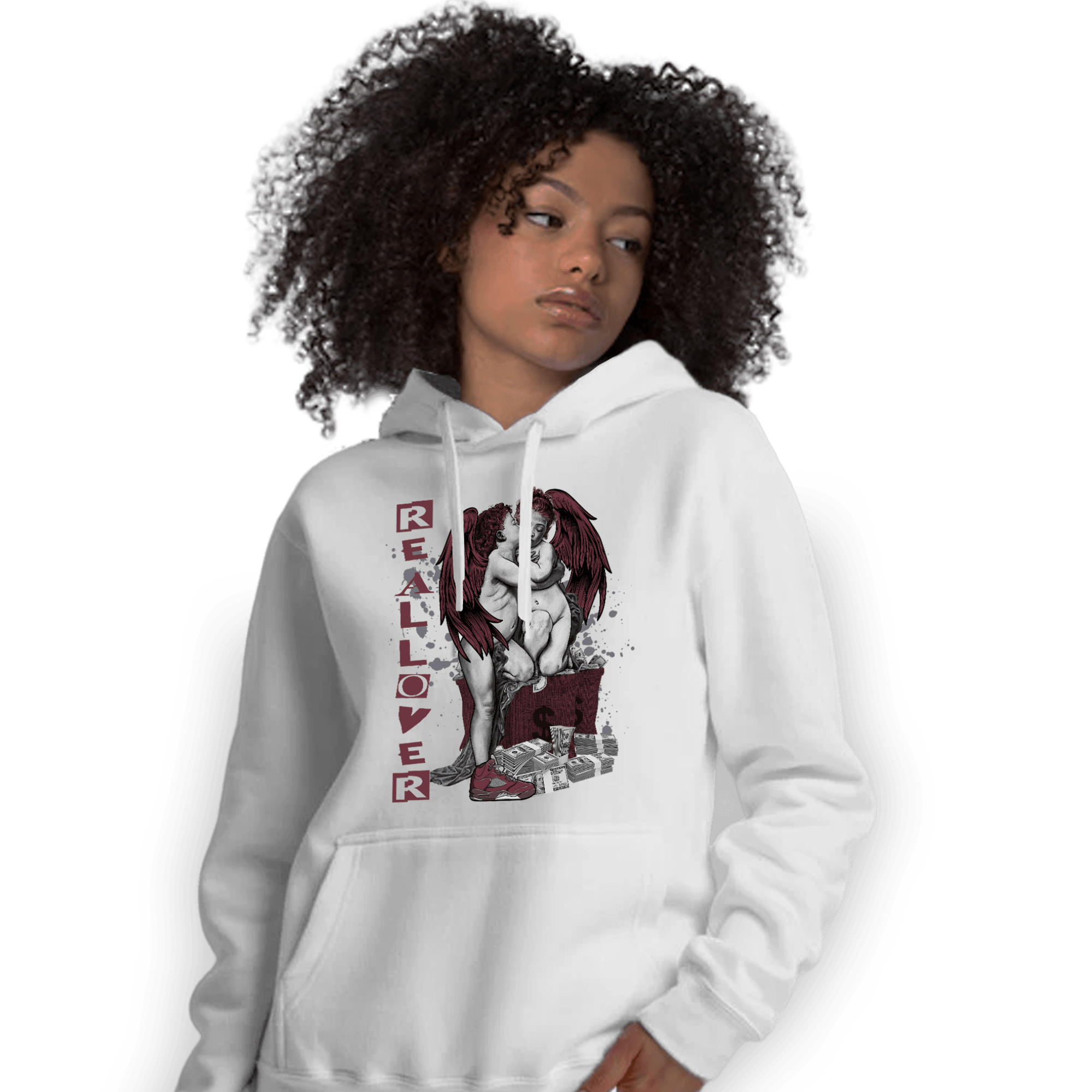 Burgundy 5s Hoodie Match Real Lover Angel - NastyJamz