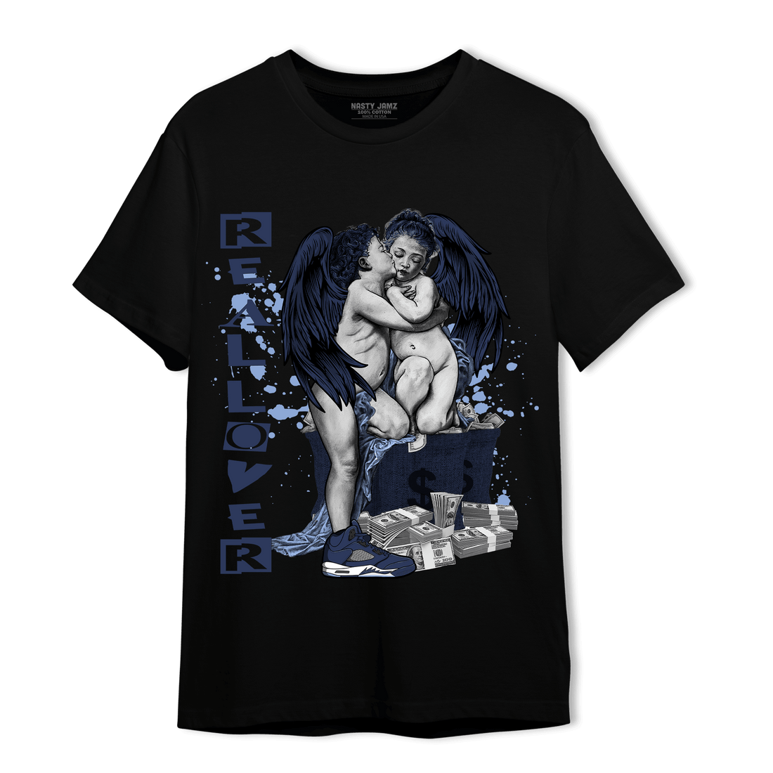 Midnight Navy 5s T Shirt Match Real Lover Angel - NastyJamz