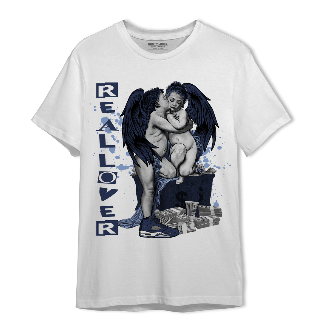 Midnight Navy 5s T Shirt Match Real Lover Angel - NastyJamz