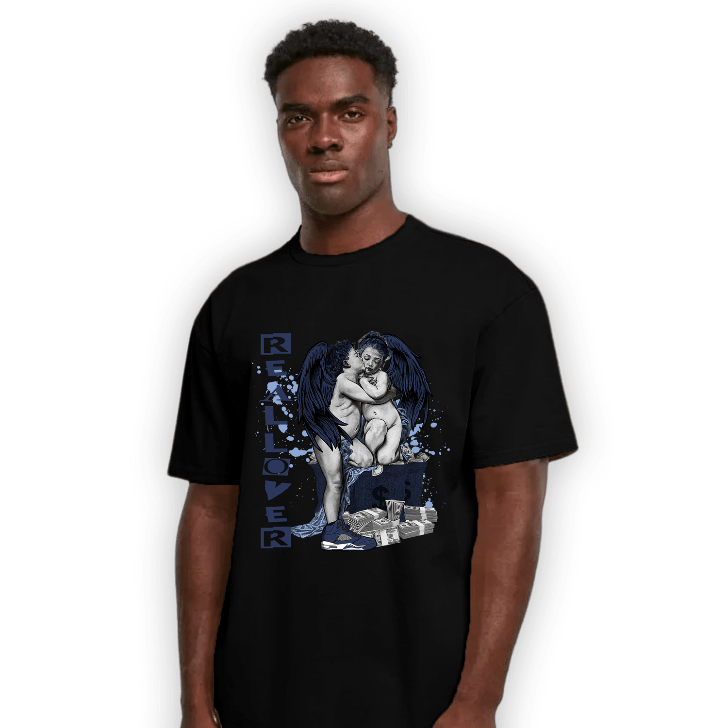 Midnight Navy 5s T Shirt Match Real Lover Angel - NastyJamz