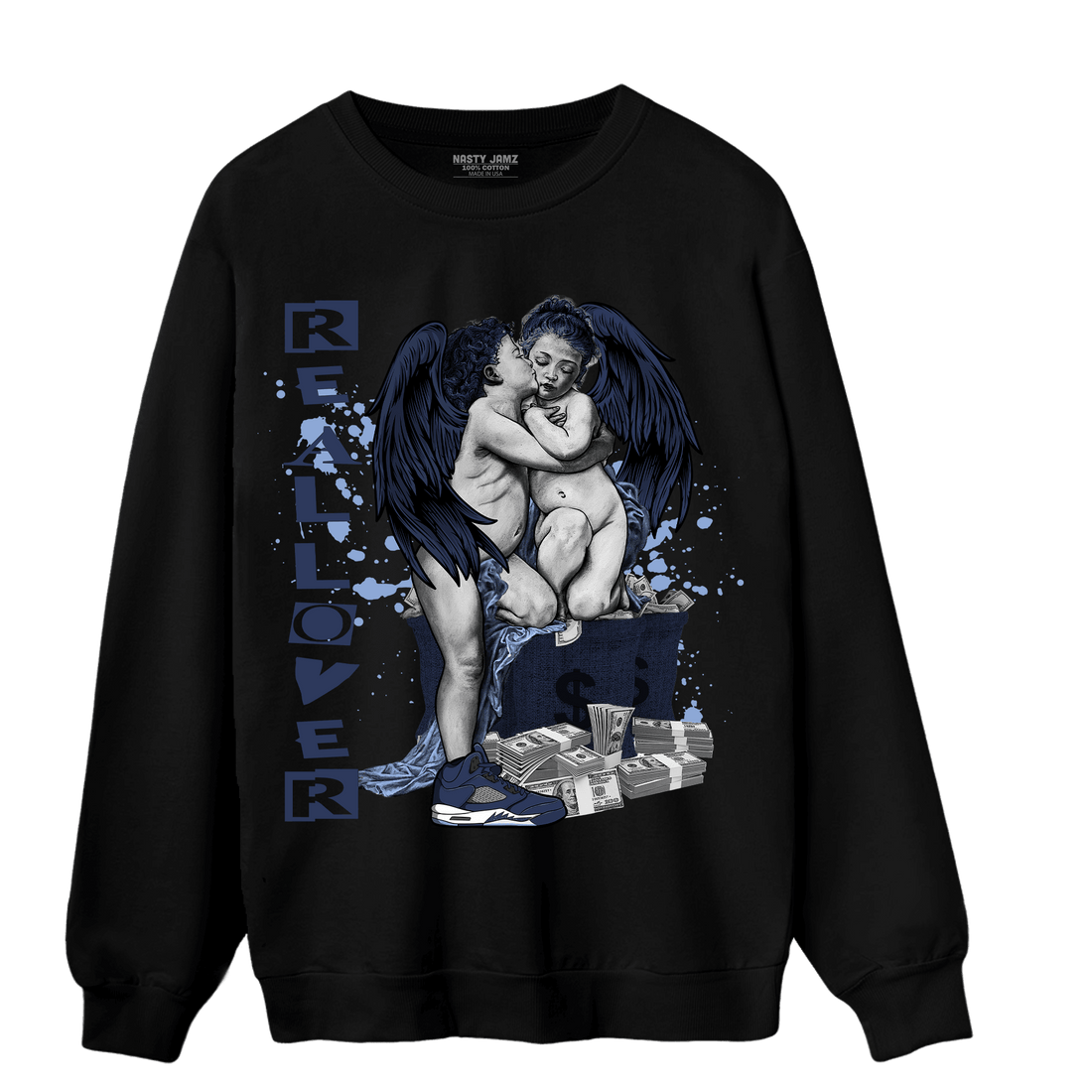 Midnight Navy 5s Sweatshirt Match Real Lover Angel - NastyJamz