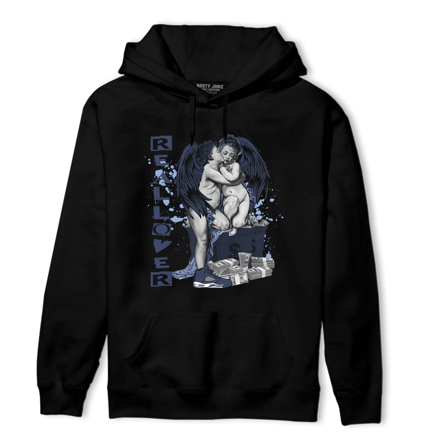 Midnight Navy 5s Hoodie Match Real Lover Angel - NastyJamz