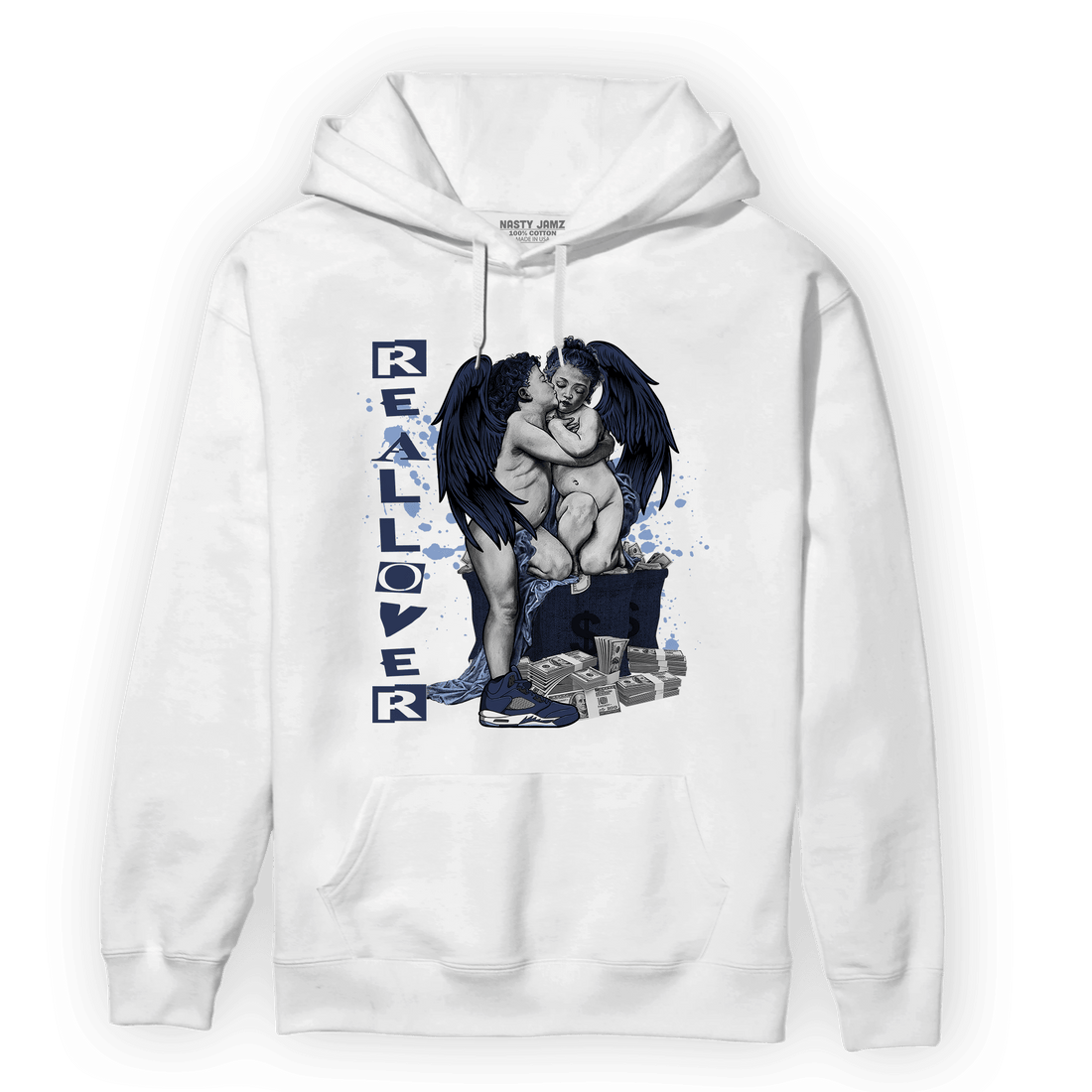 Midnight Navy 5s Hoodie Match Real Lover Angel - NastyJamz