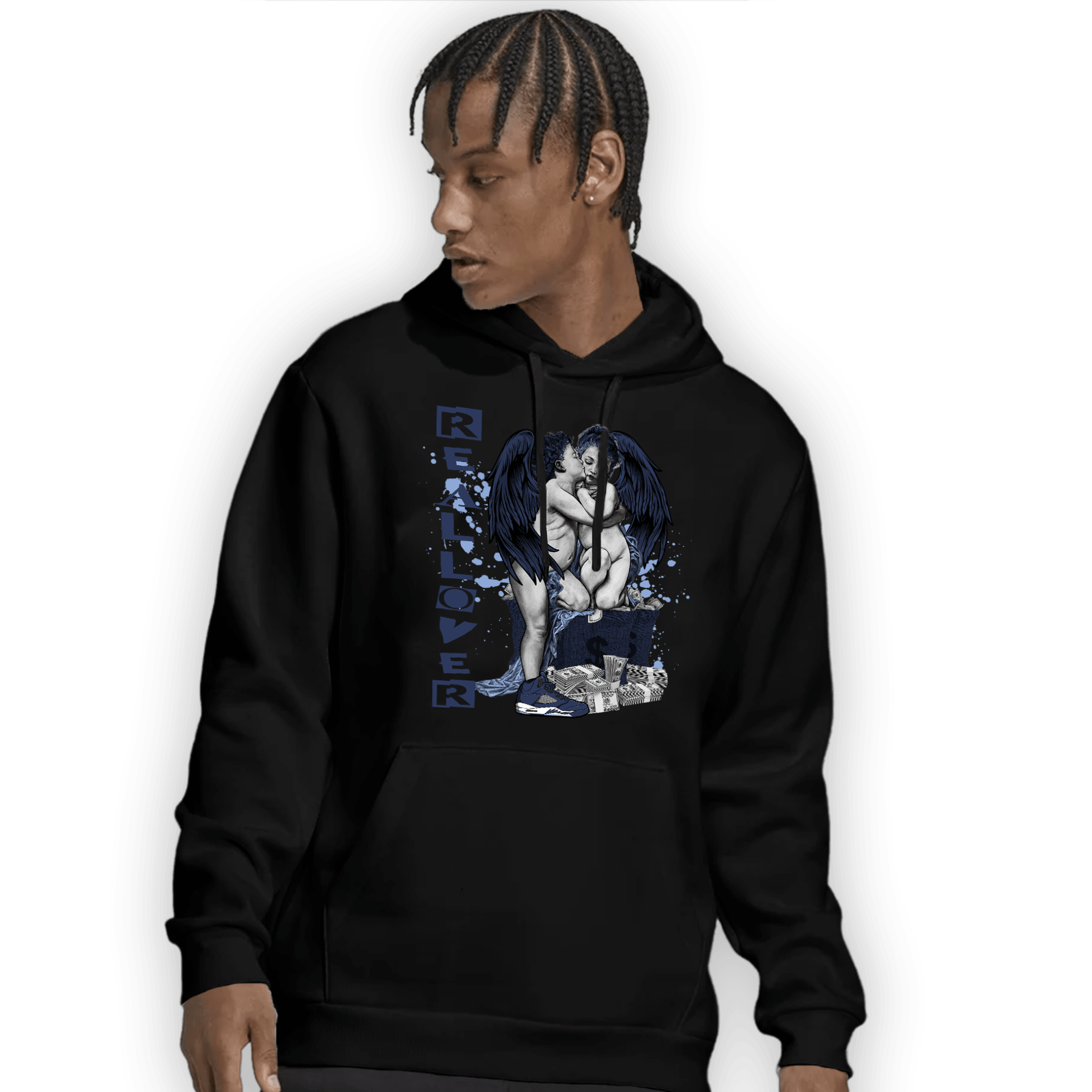 Midnight Navy 5s Hoodie Match Real Lover Angel - NastyJamz
