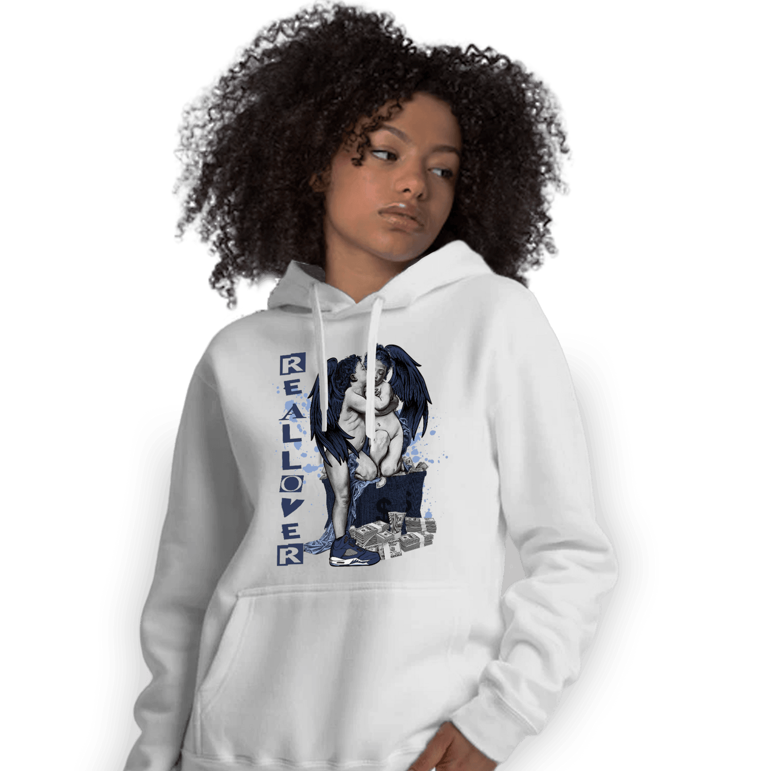 Midnight Navy 5s Hoodie Match Real Lover Angel - NastyJamz