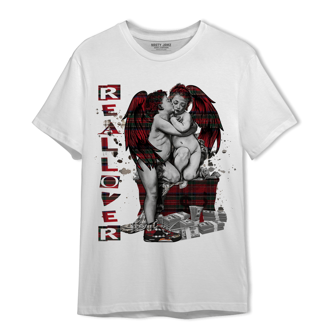 Plaid 5s T Shirt Match Real Lover Angel - NastyJamz