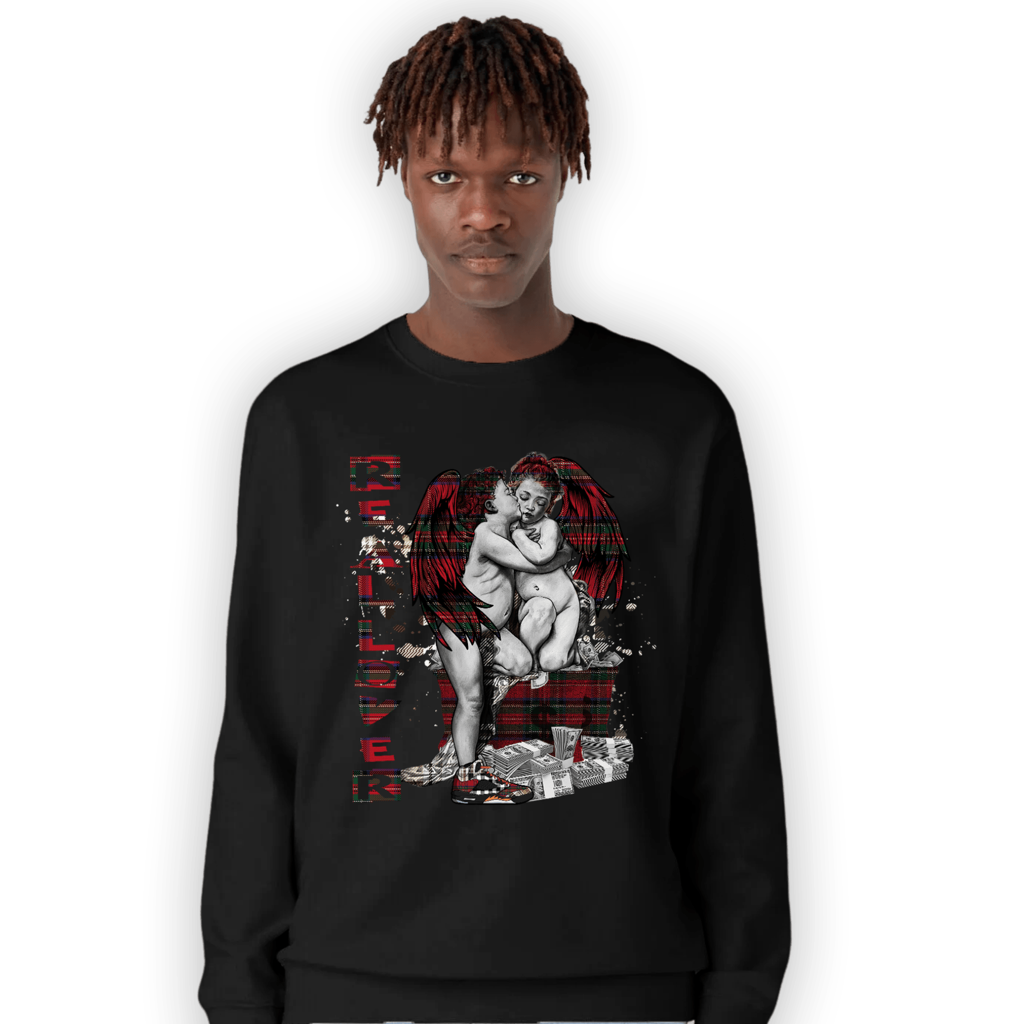 Plaid 5s Sweatshirt Match Real Lover Angel - NastyJamz