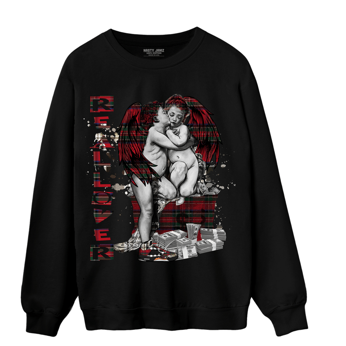 Plaid 5s Sweatshirt Match Real Lover Angel - NastyJamz