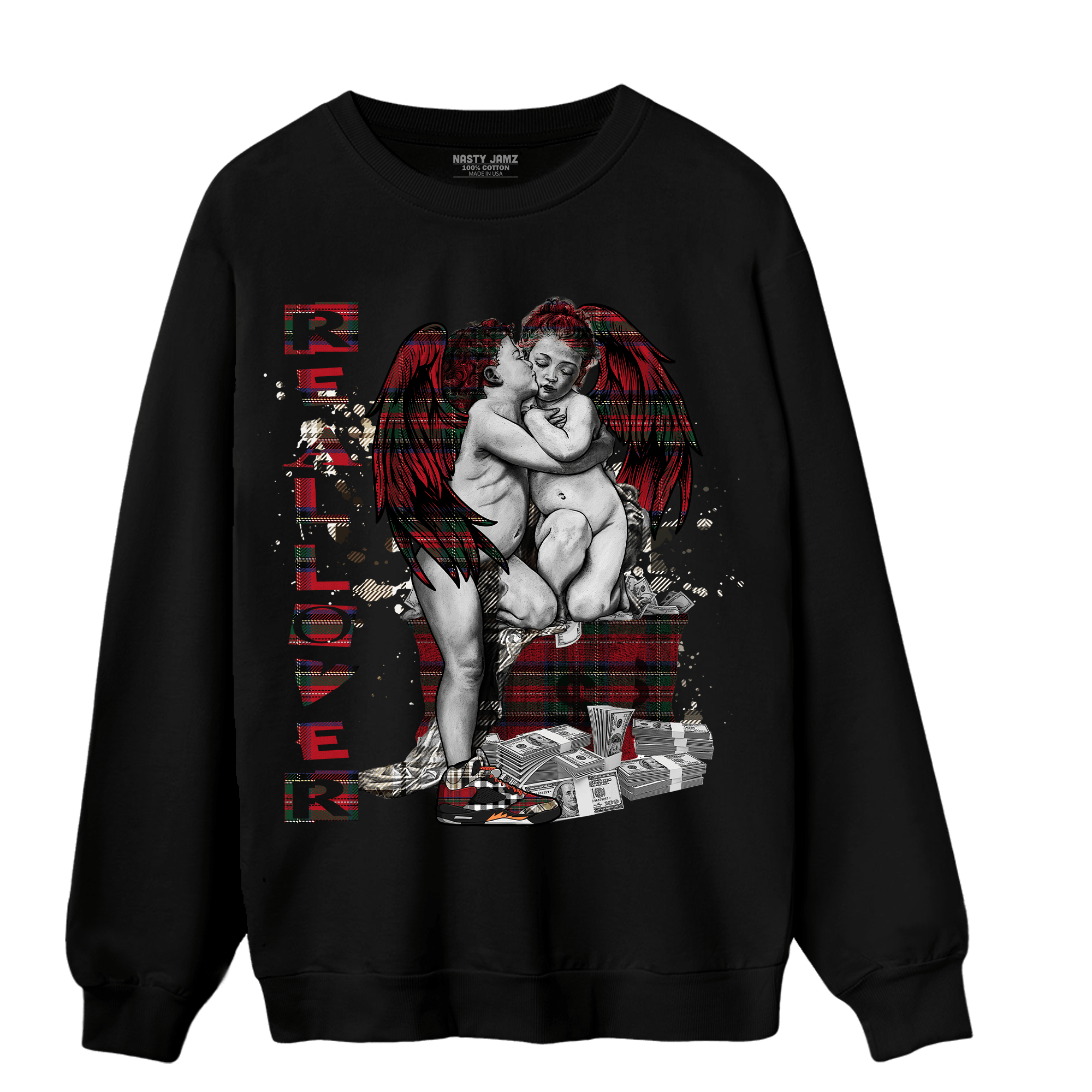 Plaid 5s Sweatshirt Match Real Lover Angel - NastyJamz