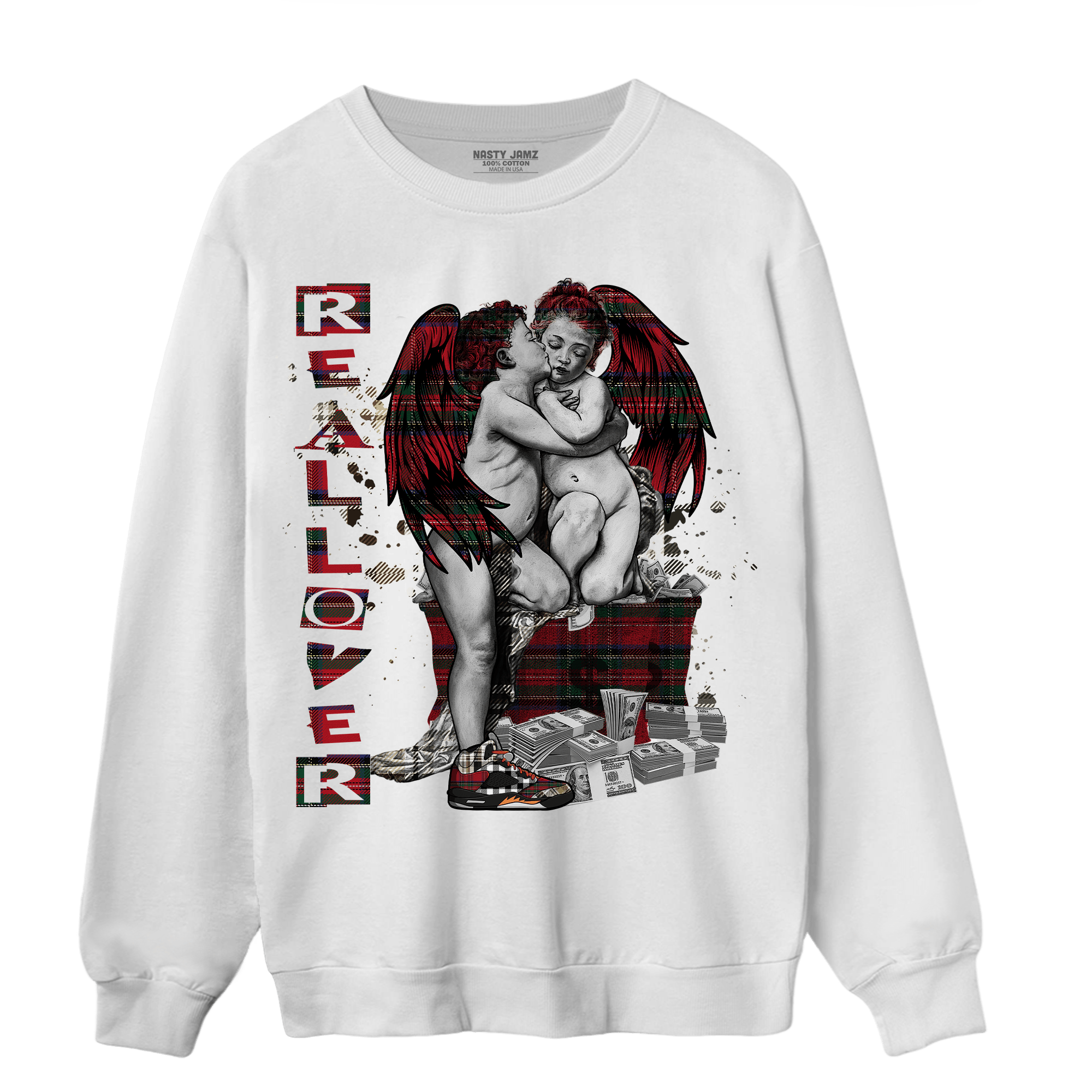 Plaid 5s Sweatshirt Match Real Lover Angel - NastyJamz