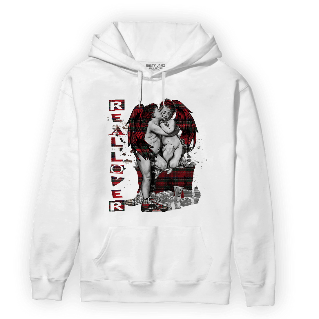 Plaid 5s Hoodie Match Real Lover Angel - NastyJamz