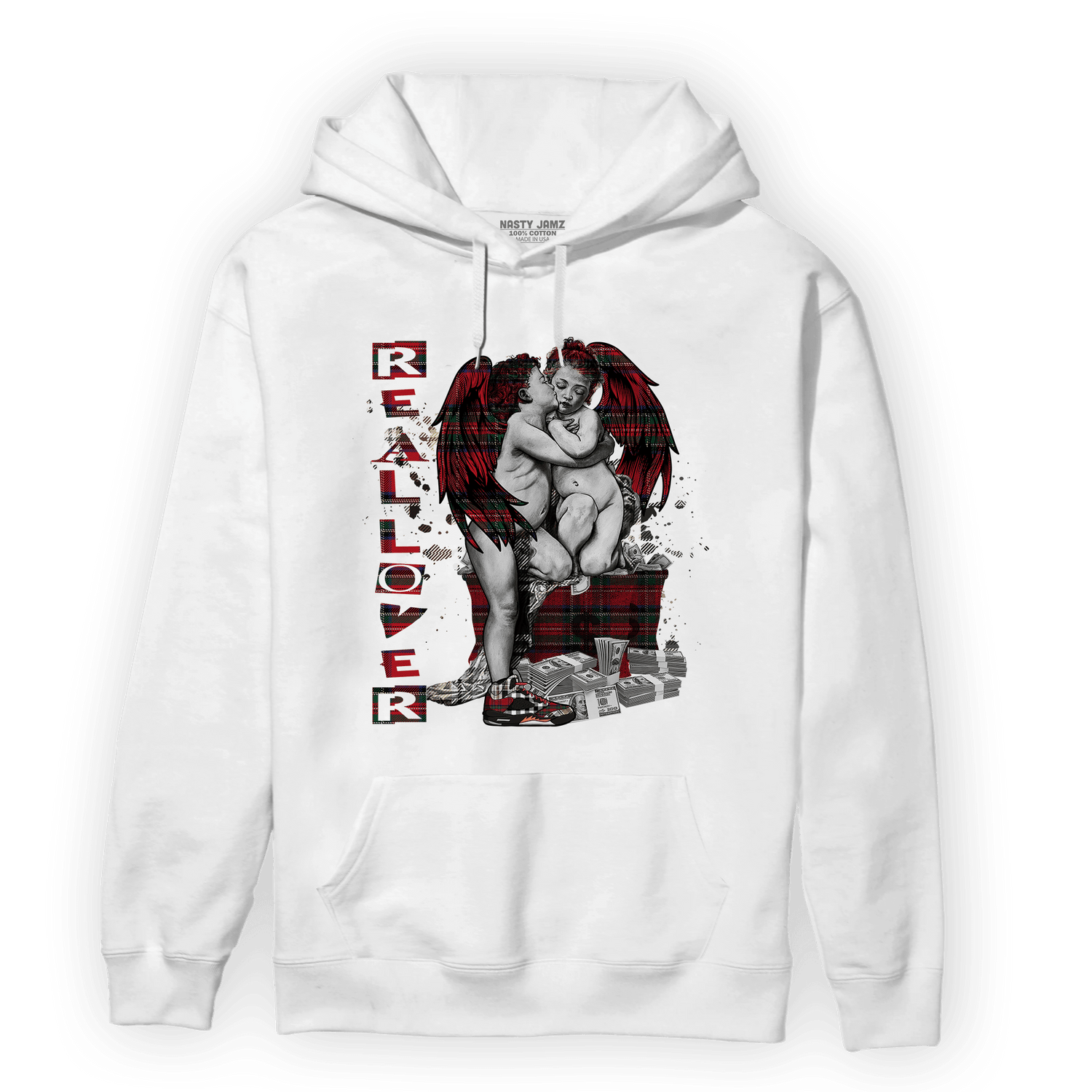 Plaid 5s Hoodie Match Real Lover Angel - NastyJamz