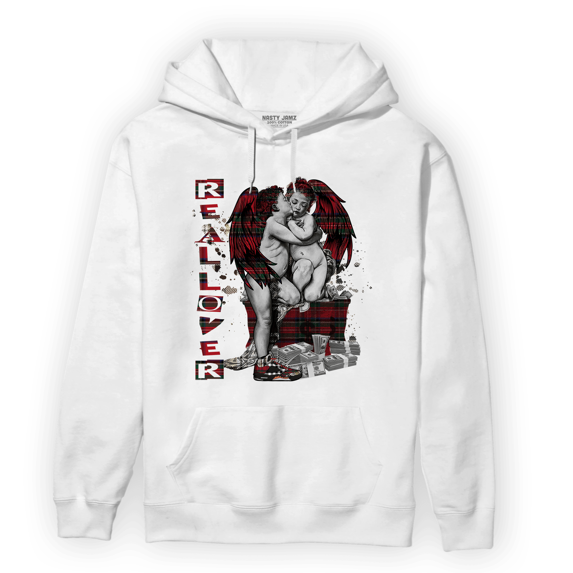 Plaid 5s Hoodie Match Real Lover Angel - NastyJamz