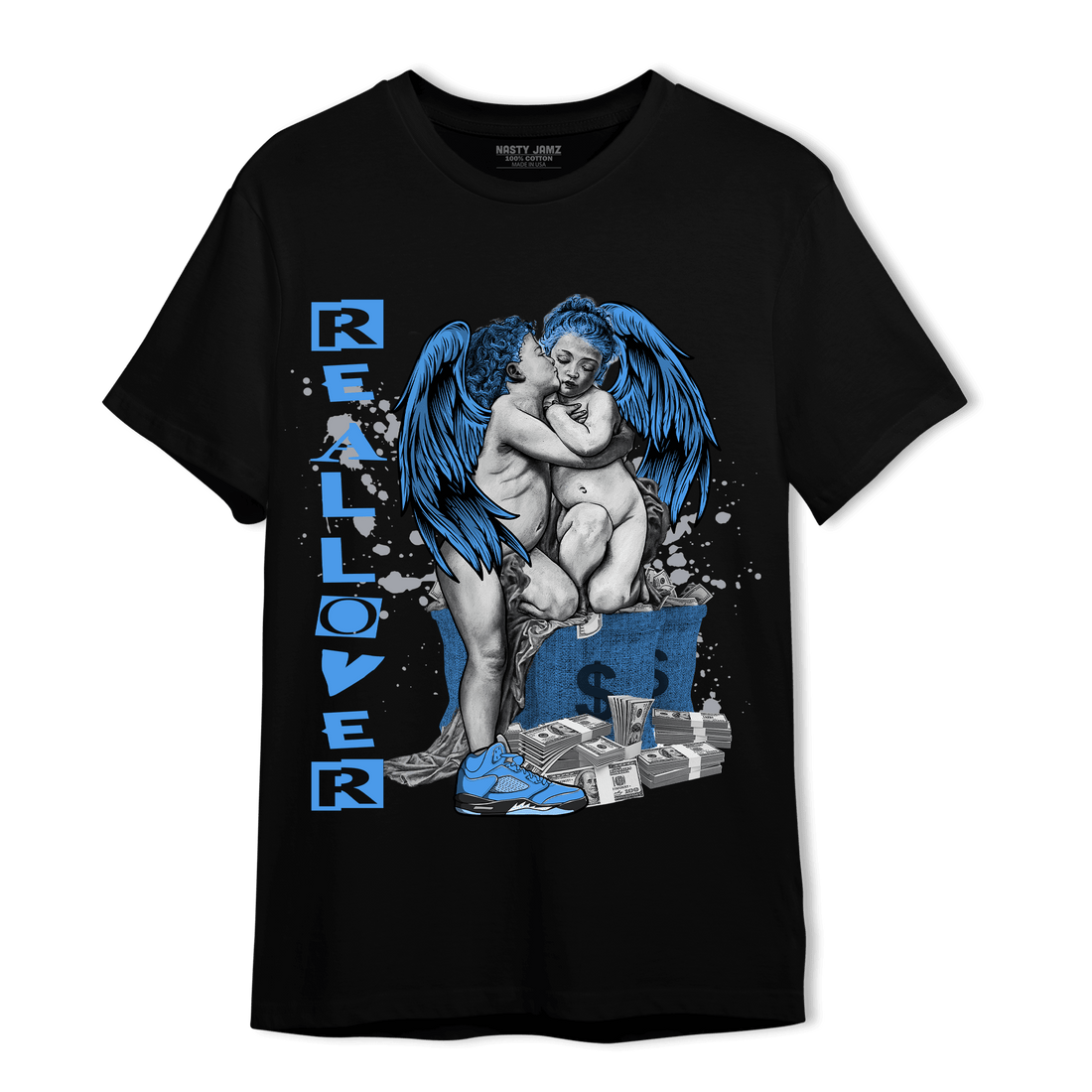 University Blue 5s T Shirt Match Real Lover Angel - NastyJamz