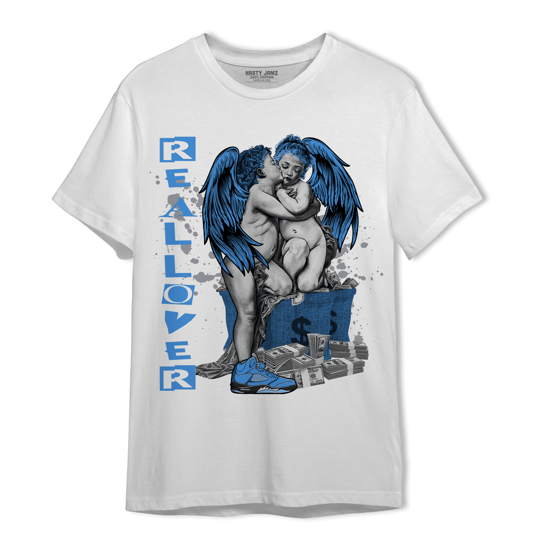 University Blue 5s T Shirt Match Real Lover Angel - NastyJamz