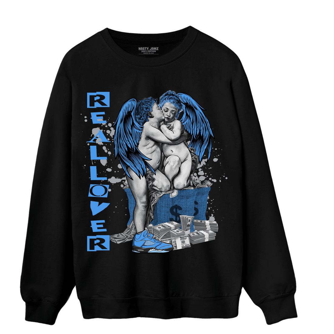 University Blue 5s Sweatshirt Match Real Lover Angel - NastyJamz