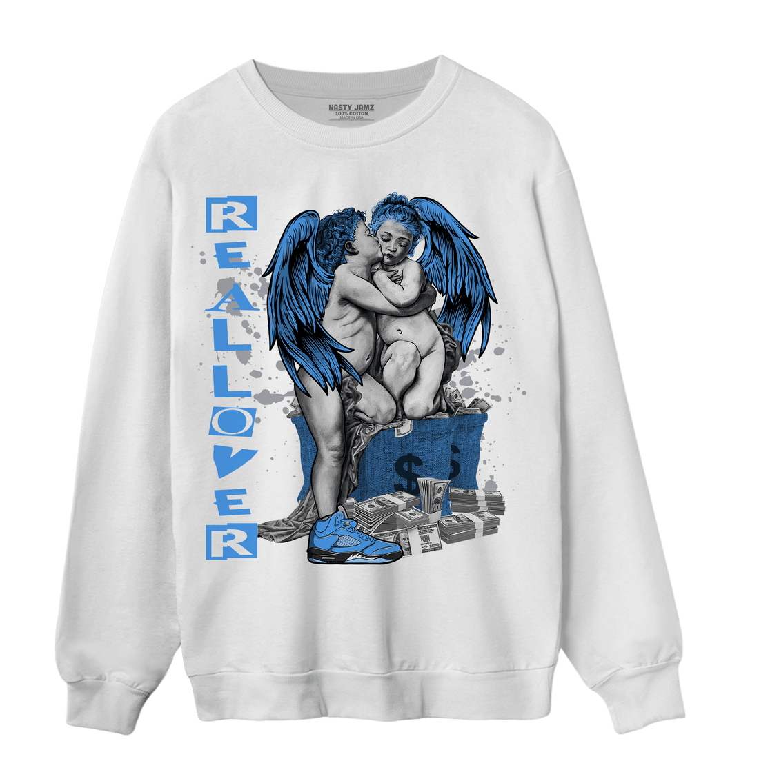 University Blue 5s Sweatshirt Match Real Lover Angel - NastyJamz