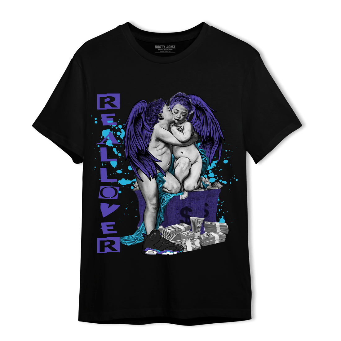 Aqua 6s T Shirt Match Real Lover Angel - NastyJamz