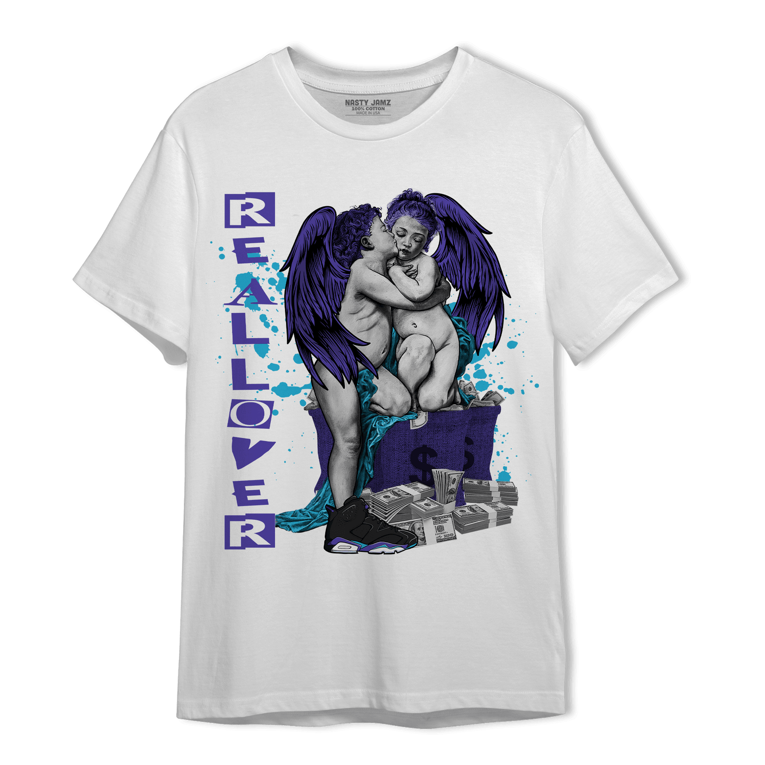 Aqua 6s T Shirt Match Real Lover Angel - NastyJamz