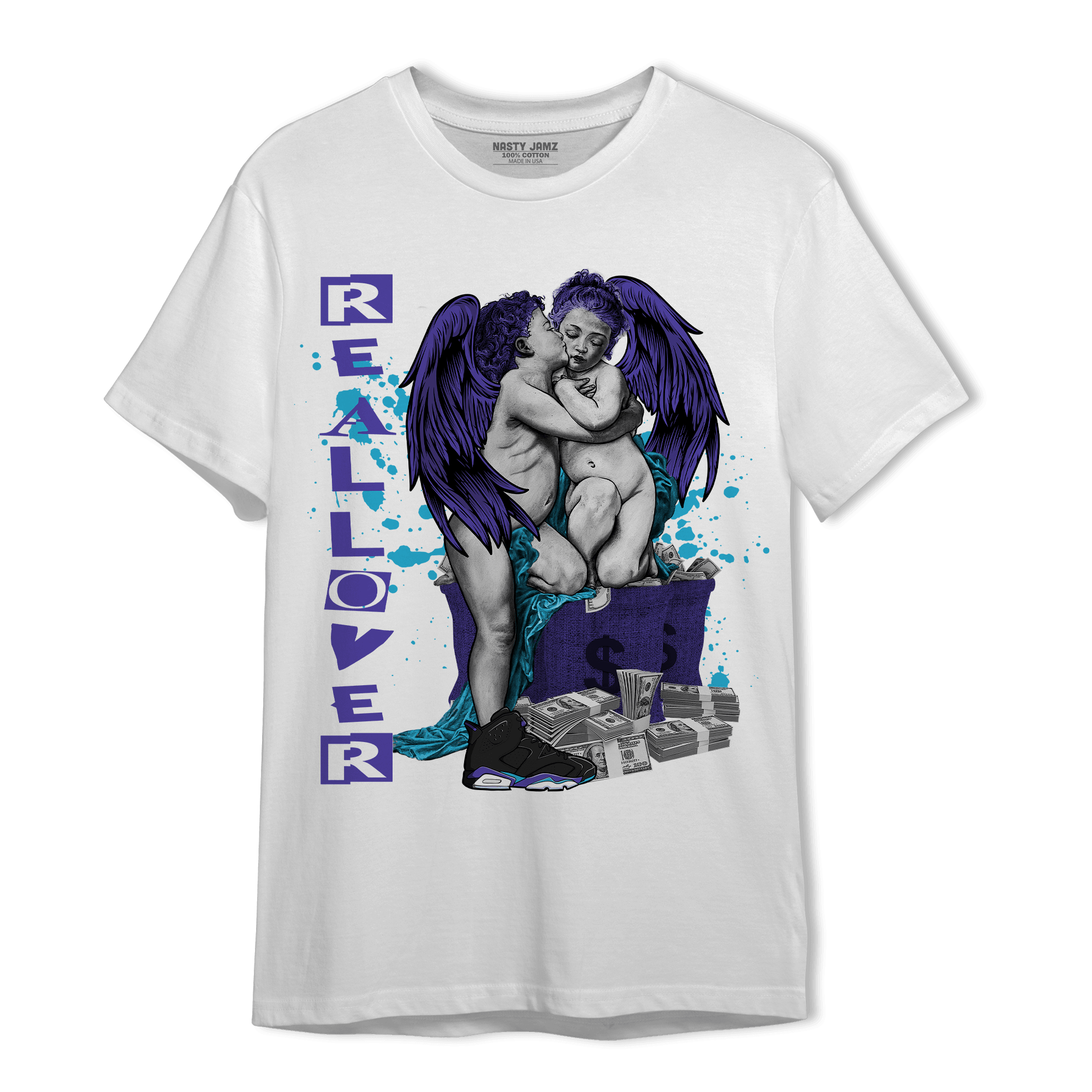Aqua 6s T Shirt Match Real Lover Angel - NastyJamz