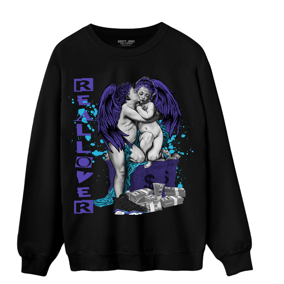 Aqua 6s Sweatshirt Match Real Lover Angel - NastyJamz