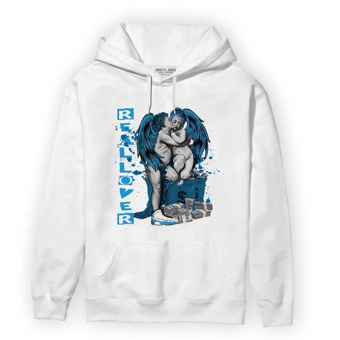 Powder Blue 9s Hoodie Match Real Lover Angel - NastyJamz