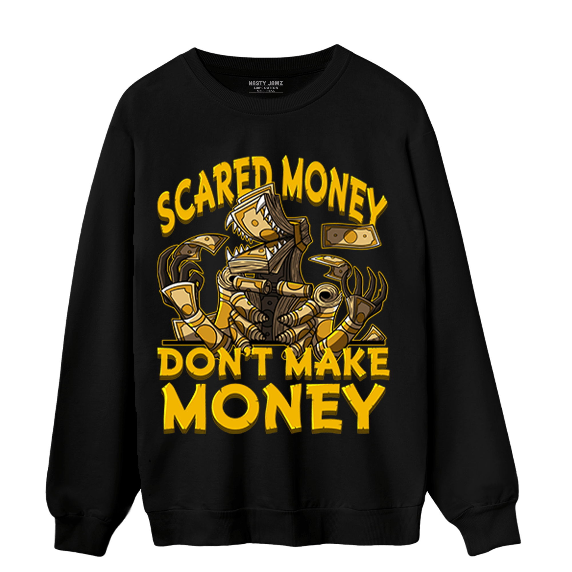 Yellow Ochre 1s Sweatshirt Match Scared Moneyy - NastyJamz