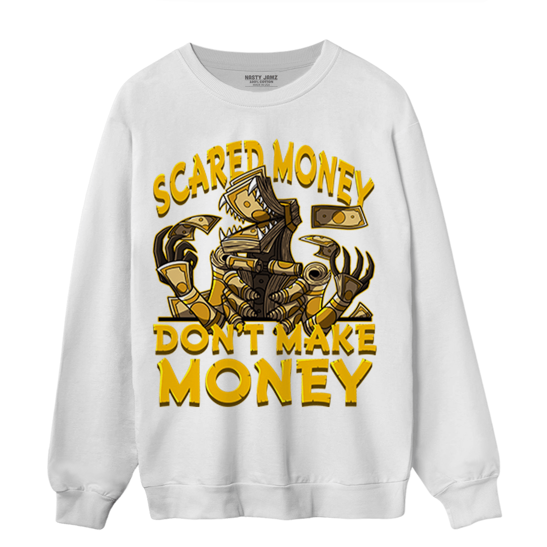 Yellow Ochre 1s Sweatshirt Match Scared Moneyy - NastyJamz