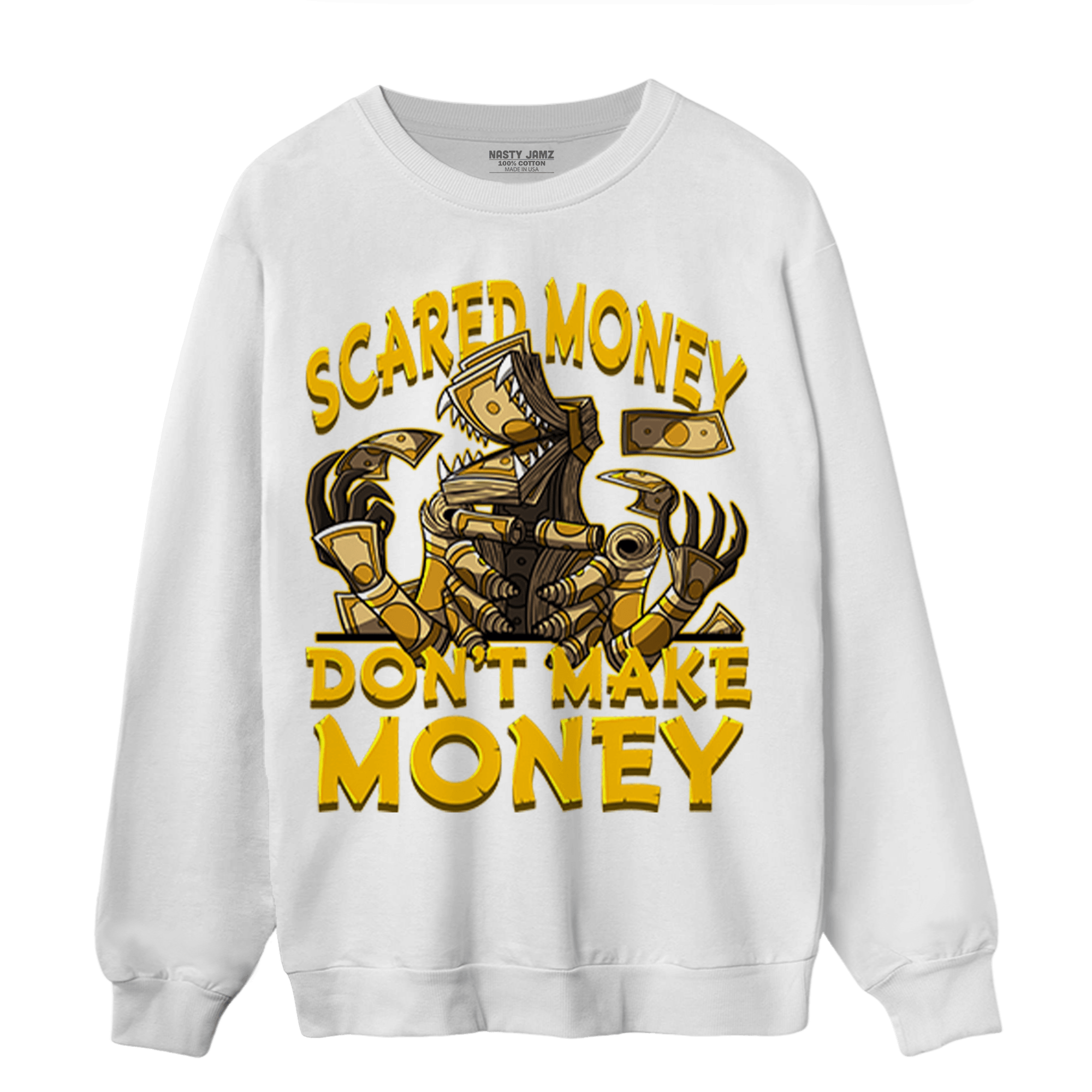 Yellow Ochre 1s Sweatshirt Match Scared Moneyy - NastyJamz