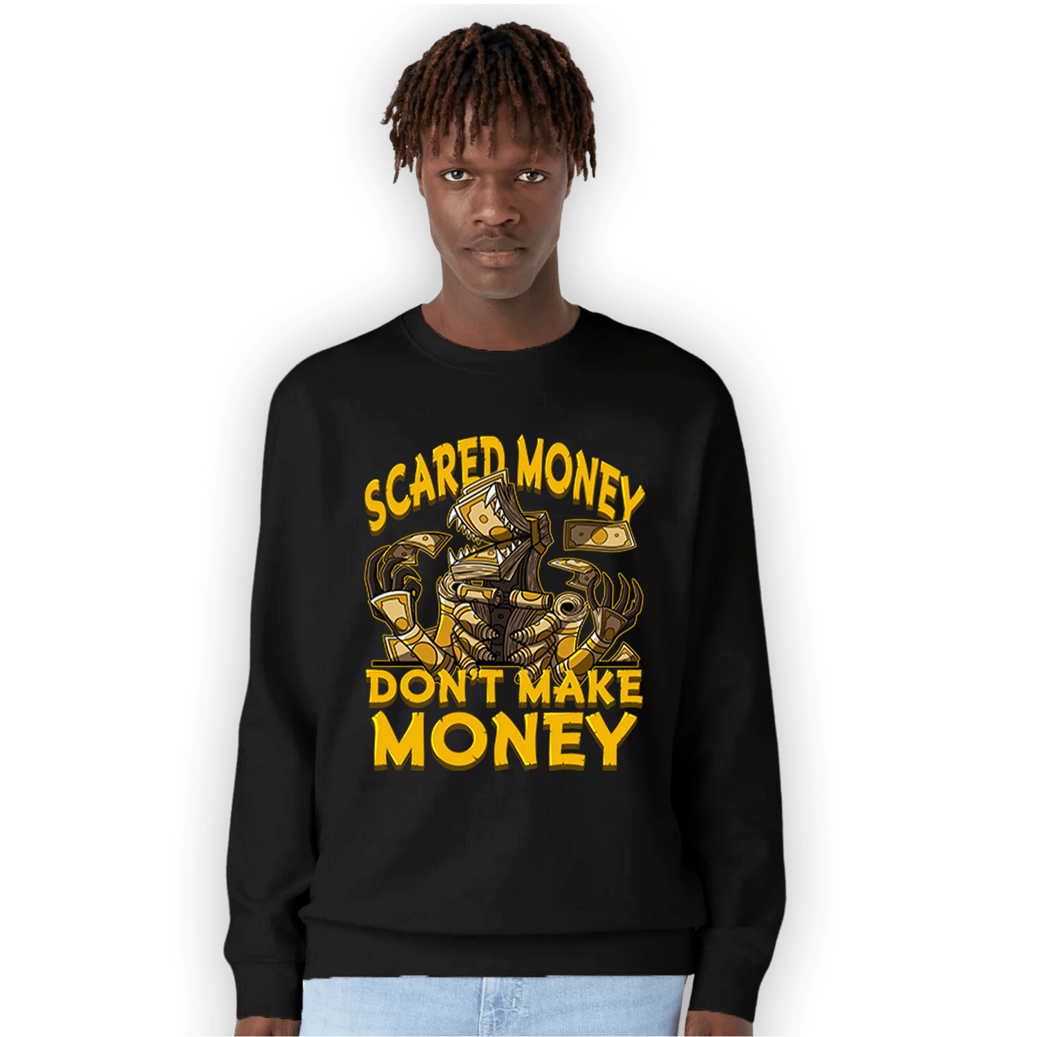 Yellow Ochre 1s Sweatshirt Match Scared Moneyy - NastyJamz