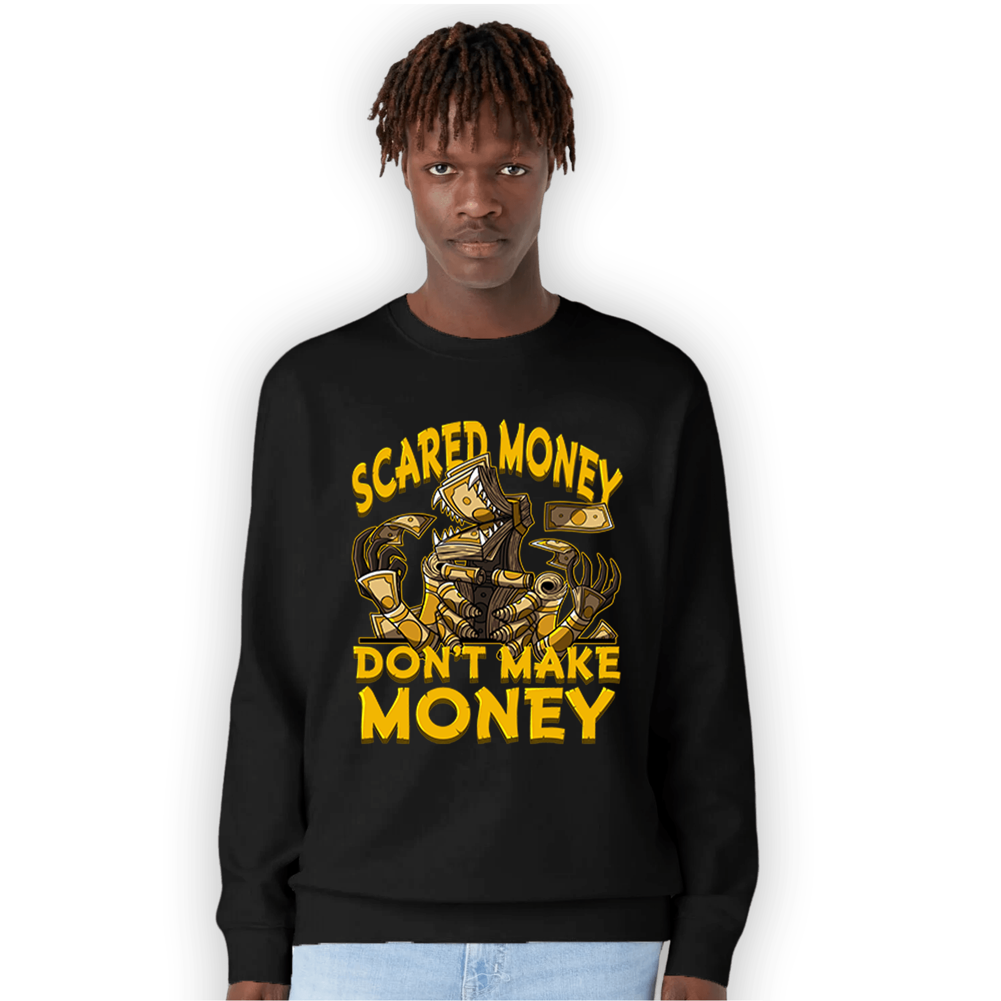 Yellow Ochre 1s Sweatshirt Match Scared Moneyy - NastyJamz