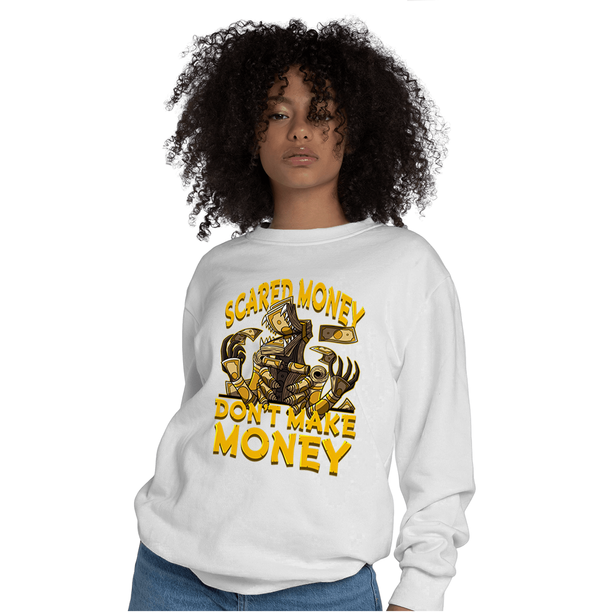 Yellow Ochre 1s Sweatshirt Match Scared Moneyy - NastyJamz