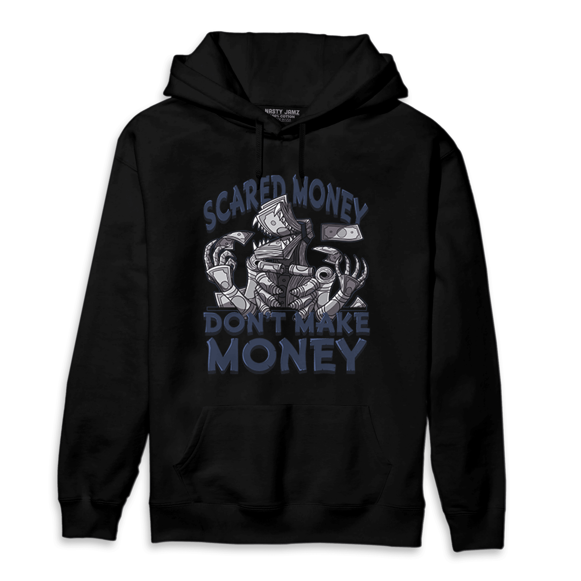 White Navy 3s Hoodie Match Scared Moneyy - NastyJamz