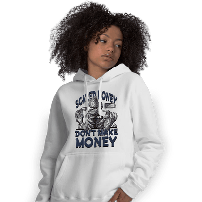White Navy 3s Hoodie Match Scared Moneyy - NastyJamz
