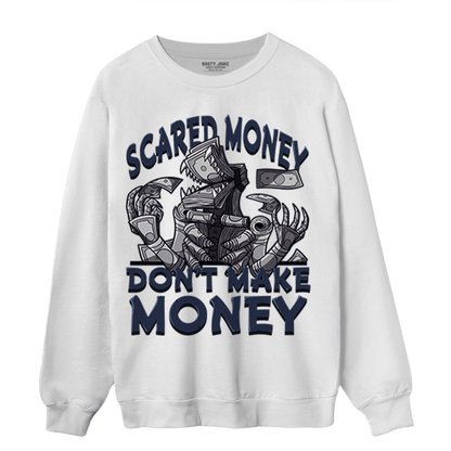 White Navy 3s Sweatshirt Match Scared Moneyy - NastyJamz
