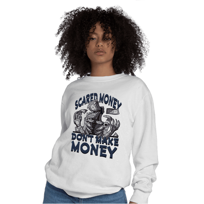 White Navy 3s Sweatshirt Match Scared Moneyy - NastyJamz
