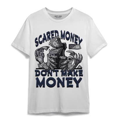 White Navy 3s T Shirt Match Scared Moneyy - NastyJamz