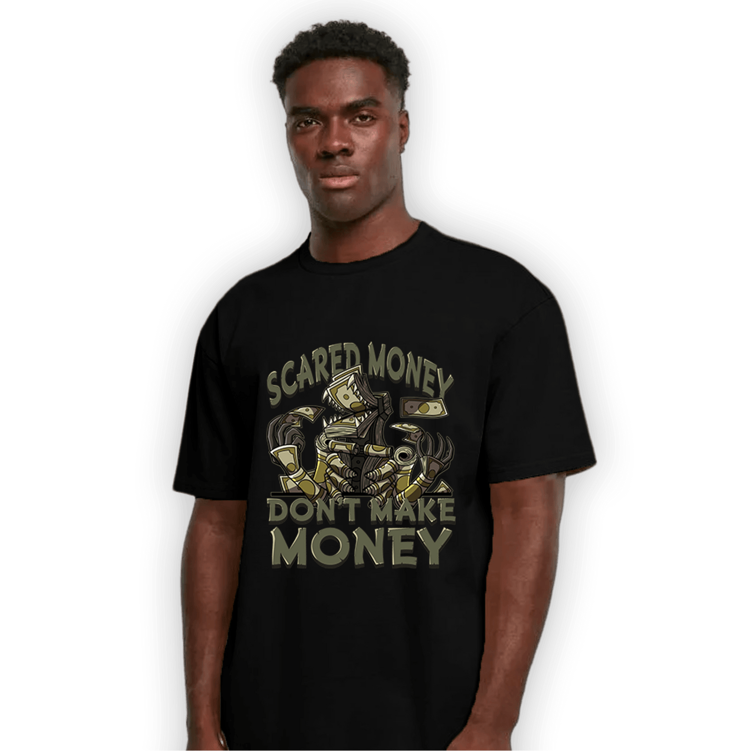 SE Craft Medium Olive 4s T Shirt Match Scared Moneyy - NastyJamz