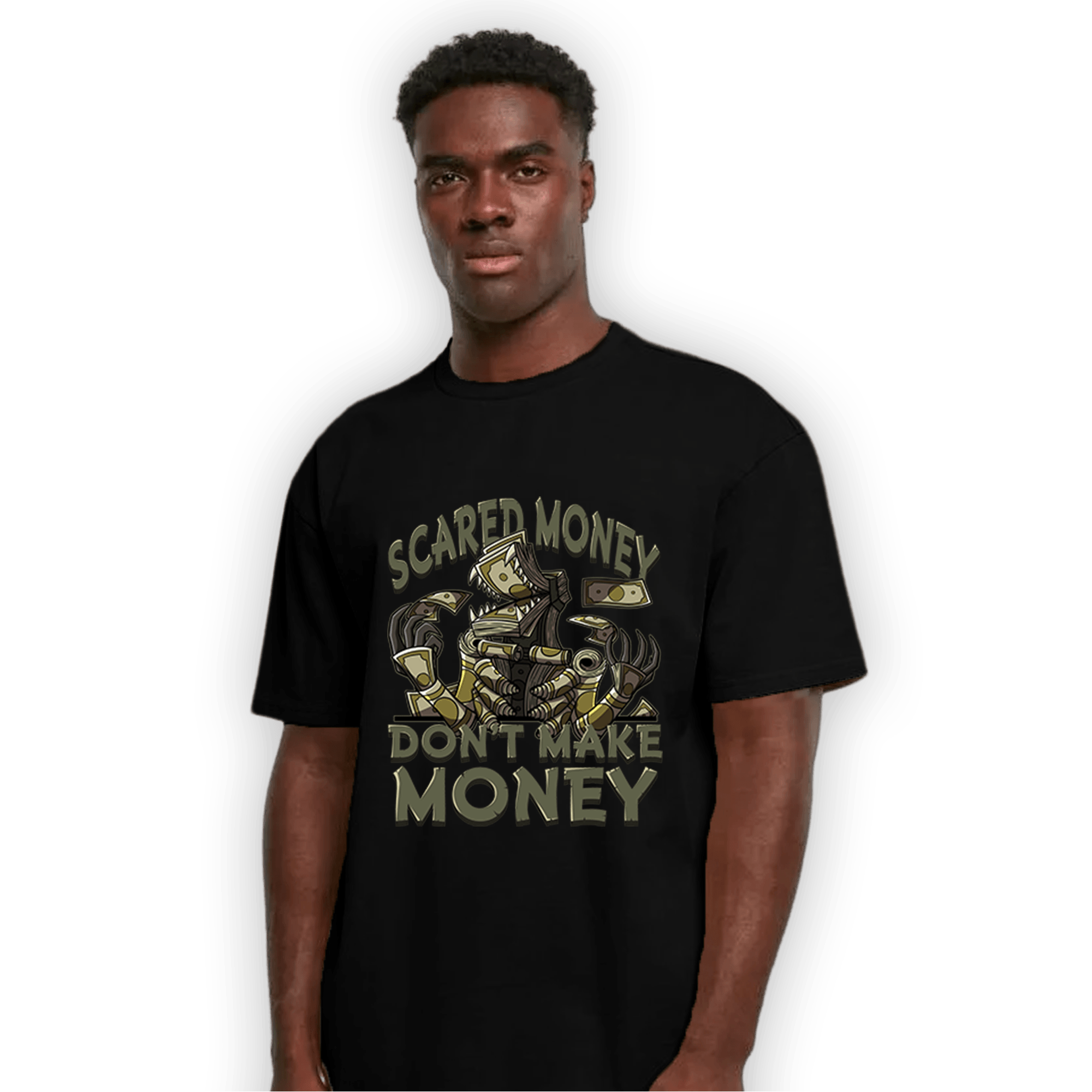 SE Craft Medium Olive 4s T Shirt Match Scared Moneyy - NastyJamz