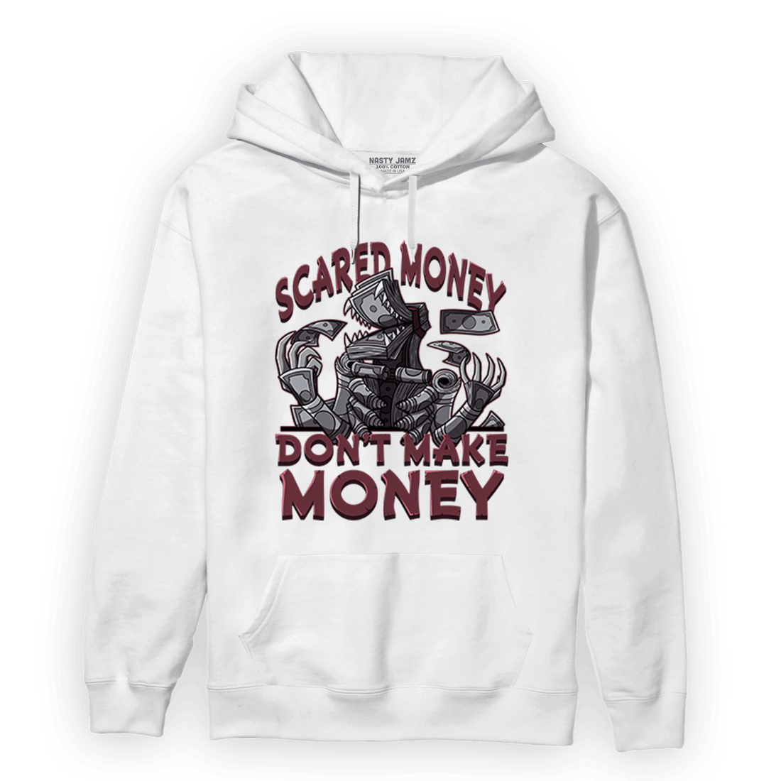 Burgundy 5s Hoodie Match Scared Moneyy - NastyJamz